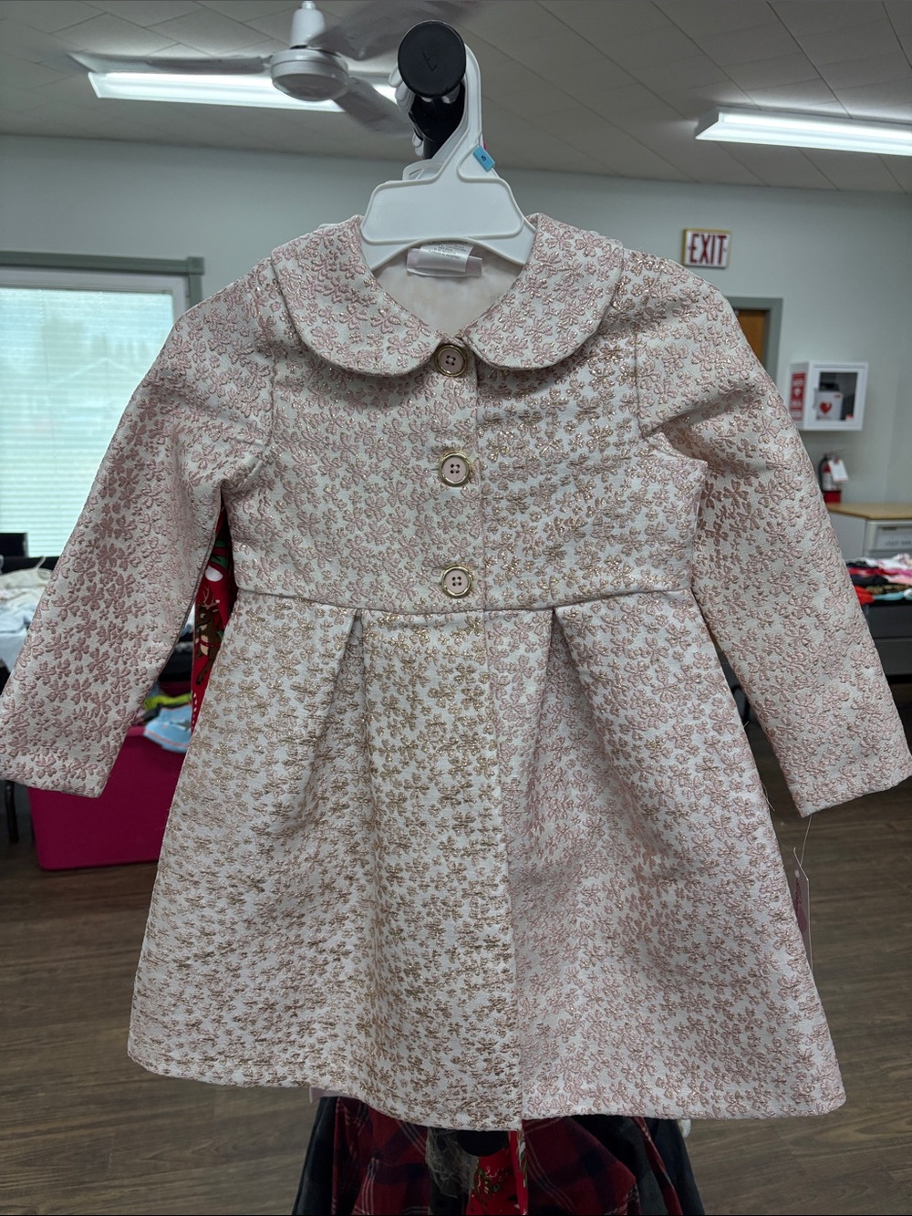 Bonnie Jean Cream and Pink Floral Button Coat
